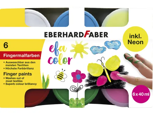 Vingerverf EFA ass. Kleuren neon 6x40ml in karton