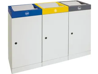 afvalverzamelstation vuurremmend 3x30 liter HxBxD 600x910x300mm Grijs - 1
