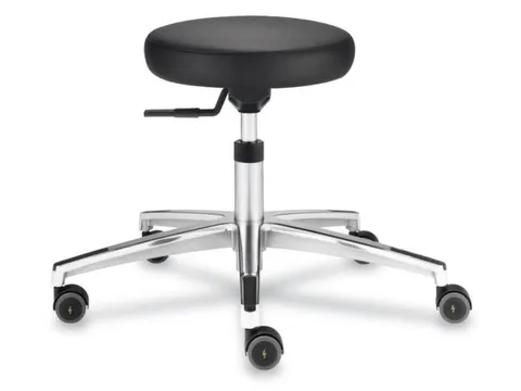 Kruk Esd 450-620mm Gasveer Voetkruis Aluminium Kunstleer Zwart Wielen