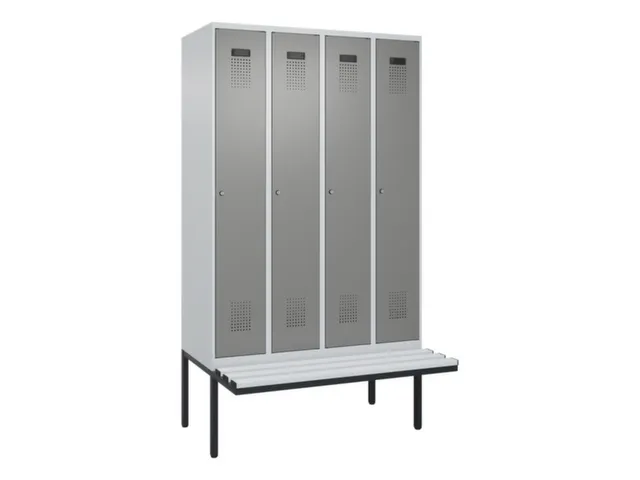 locker met bank,voor scheiding van kleding,HxBxD 2120x1200x815mm,4vak