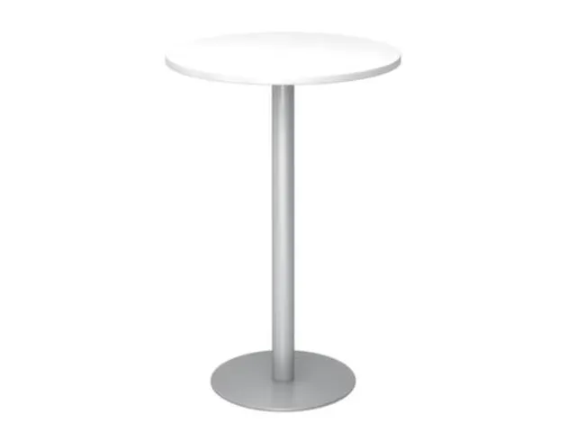 statafel,HxØ 1116x800mm,rond,schotelvoet zilverkleurig,ronde buis