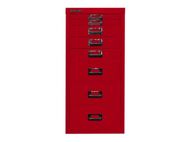 kantoor-ladekast HxBxD 590x279x380mm 8 laden romp kardinaalrood staal