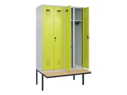 locker met bank,voor scheiding van kleding,HxBxD 2120x1200x815mm,4vak