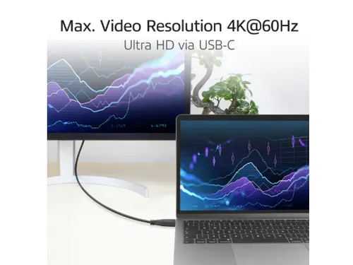 Kabel ACT USB-C standaard naar USB-C hoek boven/beneden 10Gbps 1m