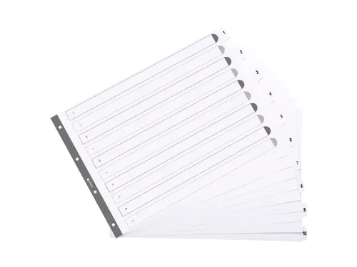 Bedrukte Tabbladen Karton Geplastificeerde Tabs 10 Tabs 1-10 A3 Wit