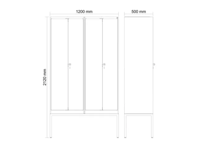 locker voor scheiding van kleding,HxBxD 2120x1200x500mm,4vak