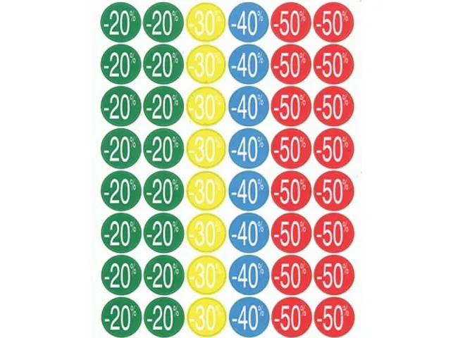 Agipa Kortinglabel van -20% tot - 50% geassorteerde kleuren