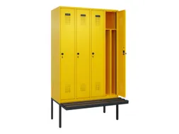 locker met bank,voor scheiding van kleding,HxBxD 2120x1200x815mm,4vak