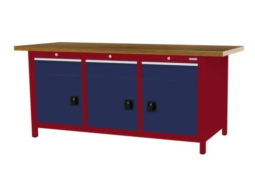 werkbank,HxBxD 860x2000x750mm,onderstel RAL3003,fronten RAL5013