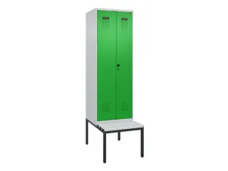 PBM-locker met bank,HxBxD 2120x600x815mm,2vak,vak B 300mm,draaigrendel - 2