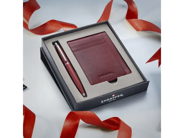 Balpen giftset Sheaffer VFM 9403 Excessive red chrome plated met credi
