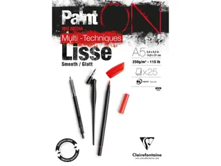 Tekenblok Clairefontaine Paint On A5 glad 25 vel 250gr wit - 1