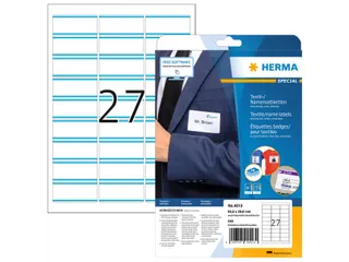 HERMA 4513 Naambadge textieletiket A4 63,5x29,6mm Wit/blauw 540 stuks - 1