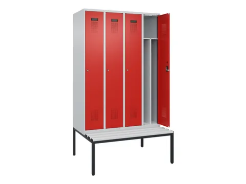 locker met bank,voor scheiding van kleding,HxBxD 2120x1200x815mm,4vak