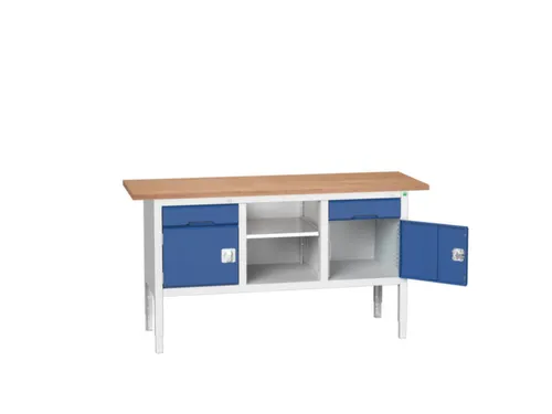 werkbank,HxBxD 830-930x1750x600mm,multiplexblad,uitrusting: 2laden