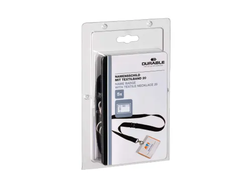 Badge Durable 8600 + Textielband 60x90mm Zwart