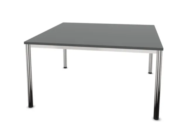 vergadertafel 74x140x140cm vierkant 4voeten verchroomd MS-donkergrijs