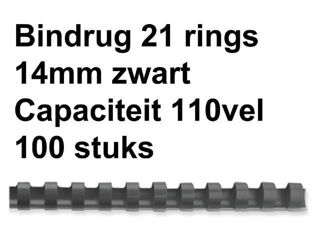 Bindrug Fellowes 14mm 21-rings A4 zwart 100stuks | FellowesInbindmachine.nl