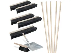 Bezemset,5xpaardenhaarbezem,5xsteel,1xstoffer+blik,Werk b 500mm