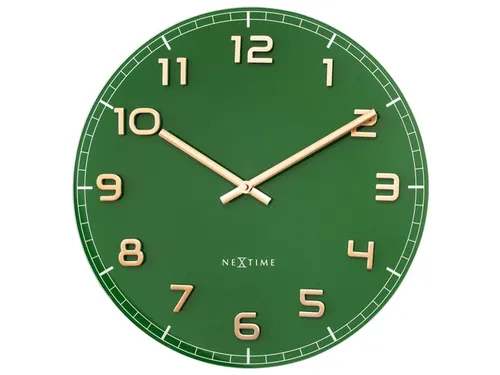Wandklok Nextime dia 40cm Groen glas/Aluminium Classy Medium