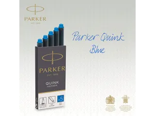 Inktpatroon Parker Quink uitwasbaar blauw blister à 5 stuks - 5