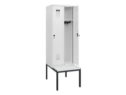 locker met bank,HxBxD 1950x600x815mm,2vak,vak B 300mm,draaigrendel