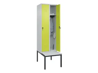 locker met bank,HxBxD 2120x600x815mm,2vak,vak B 300mm,draaigrendel - 3