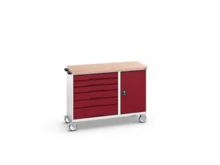 montagetafel 980x1300x600mm multiplexblad 6 laden kast front RAL3004 - 1