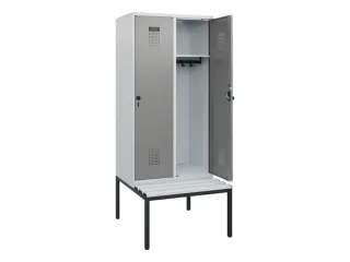 locker met bank,HxBxD 1950x800x815mm,2vak,vak B 400mm,draaigrendel - 1