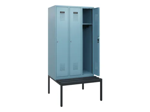 locker met bank,HxBxD 1950x900x815mm,3vak,vak B 300mm,cilinderslot