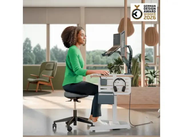 Zitkruk Leitz Ergo met wieltjes en wiebelkussen 600x470x600mm zwart