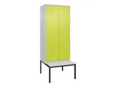 PBM-locker met bank,HxBxD 2120x800x815mm,2vak,vak B 400mm,cil.-slot