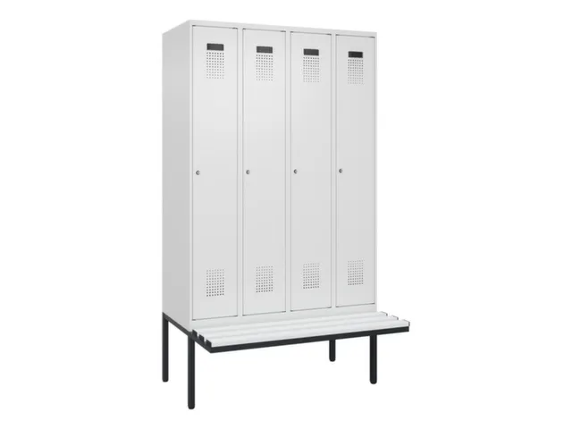 locker met bank,voor scheiding van kleding,HxBxD 2120x1200x815mm,4vak