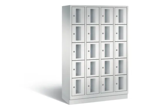 Lockerkast 1800x1190x500mm 4x5 vakken Cilinderslot, Sokkel, RAL7035