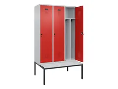 locker met bank,voor scheiding van kleding,HxBxD 2120x1200x815mm,3vak
