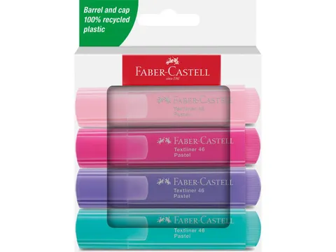 Markeerstift Faber-Castell 46 Pastel 4stuks blush, roze, lila, turquoi