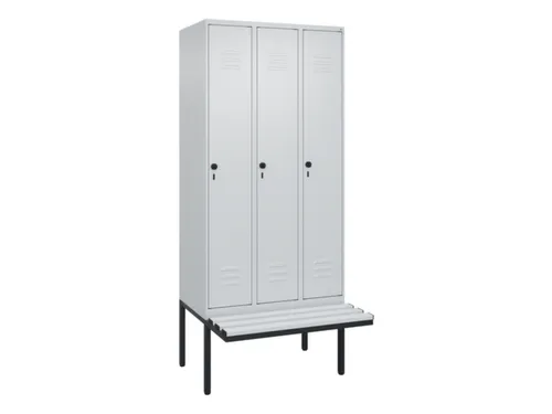 locker met bank,HxBxD 2120x900x815mm,3vak,vak B 300mm,draaigrendel