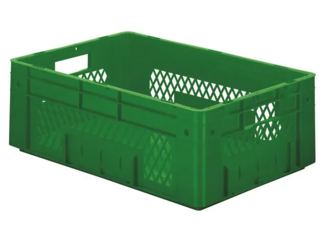 Euronorm Stapelkrat 210x600x400mm 38l Opengewerkt/Bodem Gesl. Groen