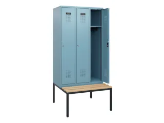 locker met bank,HxBxD 1950x900x815mm,3vak,vak B 300mm,cilinderslot - 1