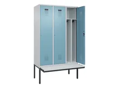 locker met bank,voor scheiding van kleding,HxBxD 2120x1200x815mm,3vak