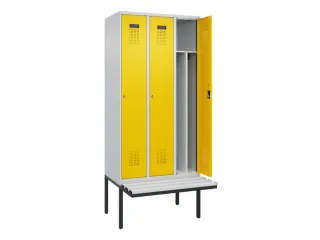 locker met bank,voor scheiding van kleding,HxBxD 2120x900x815mm,3vak - 1