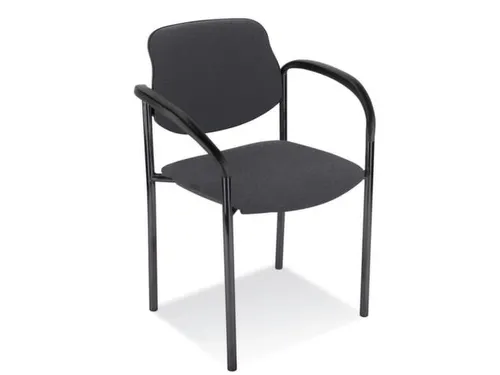 Bezoekersstoel,4Voeten Ronde Buis Zwart,M. Armleuningen