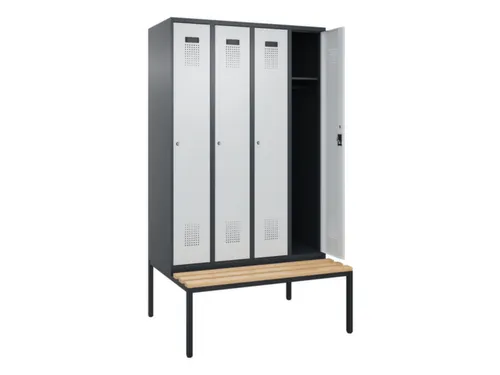 locker met bank,HxBxD 2120x1200x815mm,4vak,vak B 300mm,cilinderslot