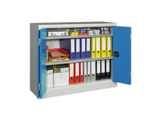 Vouwdeurkast 1000x1200x400mm 2legborden Verzinkt Ral7035 Front Ral5012 - 1