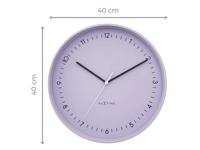 Wandklok NeXtime Berlin L 40cm lavendel aluminium