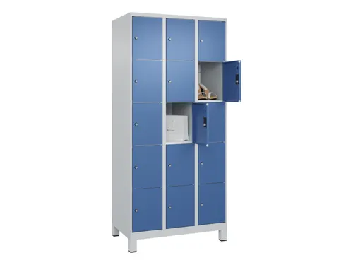 lockerkast,HxBxD 1950x900x500mm,3x5vakken,vak B 300mm,cil.-slot,voeten