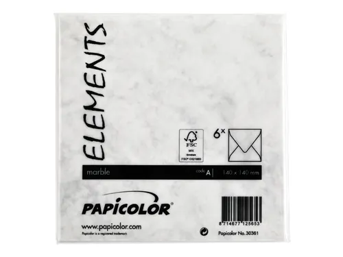 Envelop Papicolor 140x140mm Marble grijs Gegomd