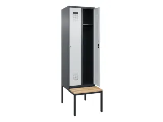 locker met bank,HxBxD 2120x600x815mm,2vak,vak B 300mm,cilinderslot - 1