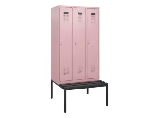 locker met bank,HxBxD 1950x900x815mm,3vak,vak B 300mm,cilinderslot - 2