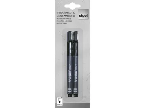 Krijtstift Sigel zwart set 2stuks ronde punt 1-2 mm